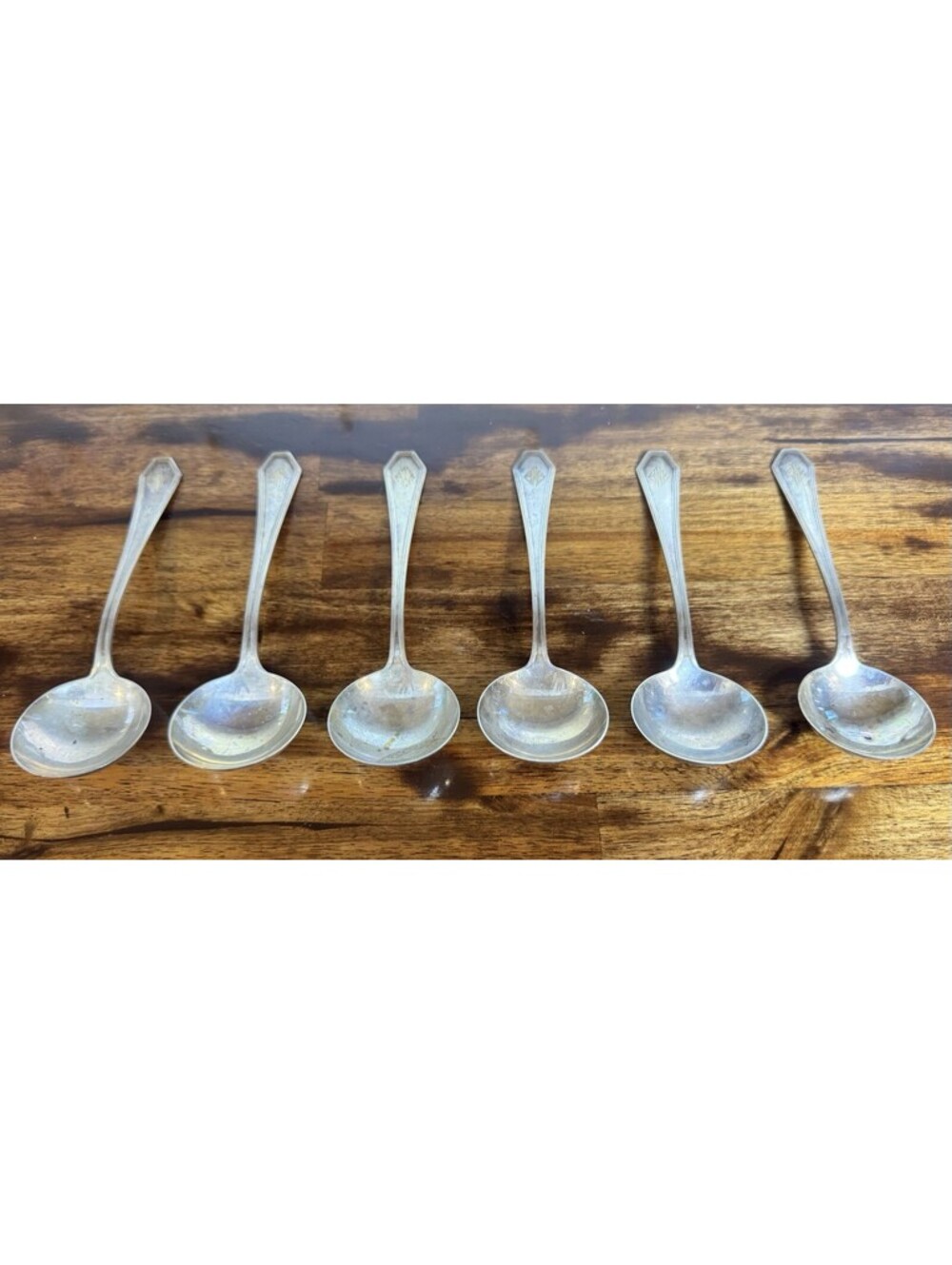 6 Queen Anne Dominick & Haff Sterling Bouillon Soup Spoons